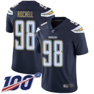 Los Angeles Chargers NFL Football Isaac Rochell Navy Blue Jersey Men Limited 98 Home 100th Season Vapor Untouchable